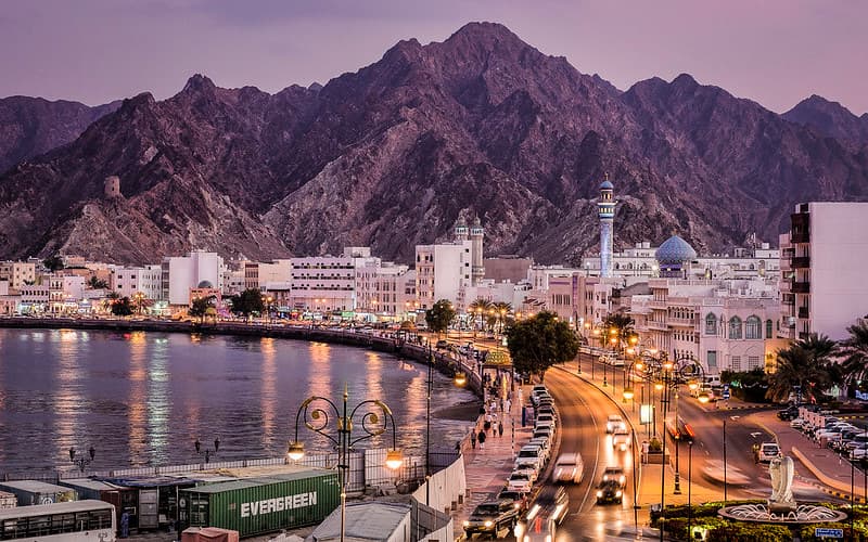 Mountains and cityscape in Muscat, Oman